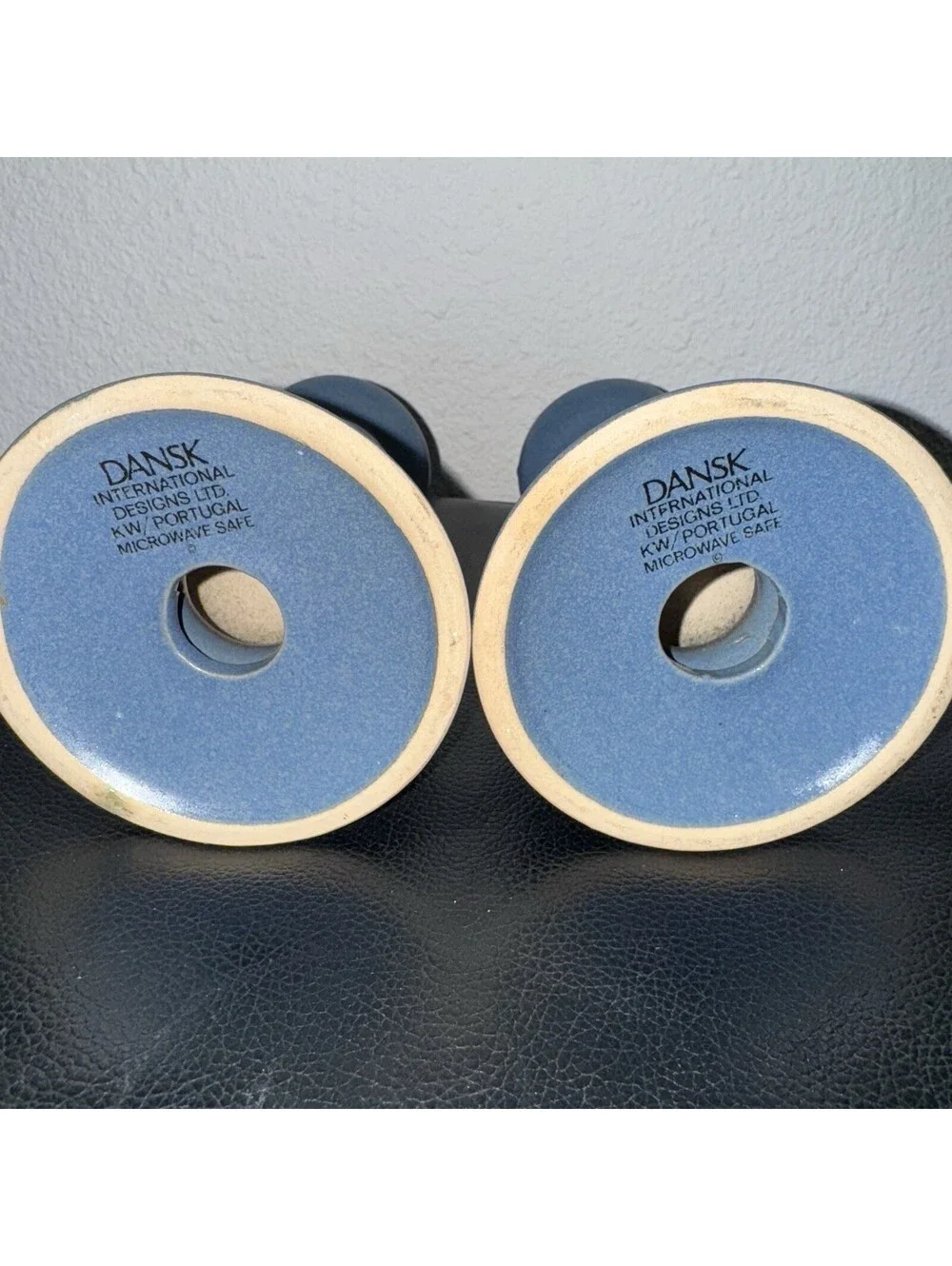 Dansk KW Portugal Blue Ceramic Candlestick Holders Pair Mid Century Modern 5.5”